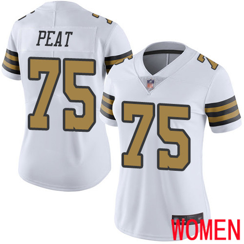New Orleans Saints Limited White Women Andrus Peat Jersey NFL Football #75 Rush Vapor Untouchable Jersey->women nfl jersey->Women Jersey